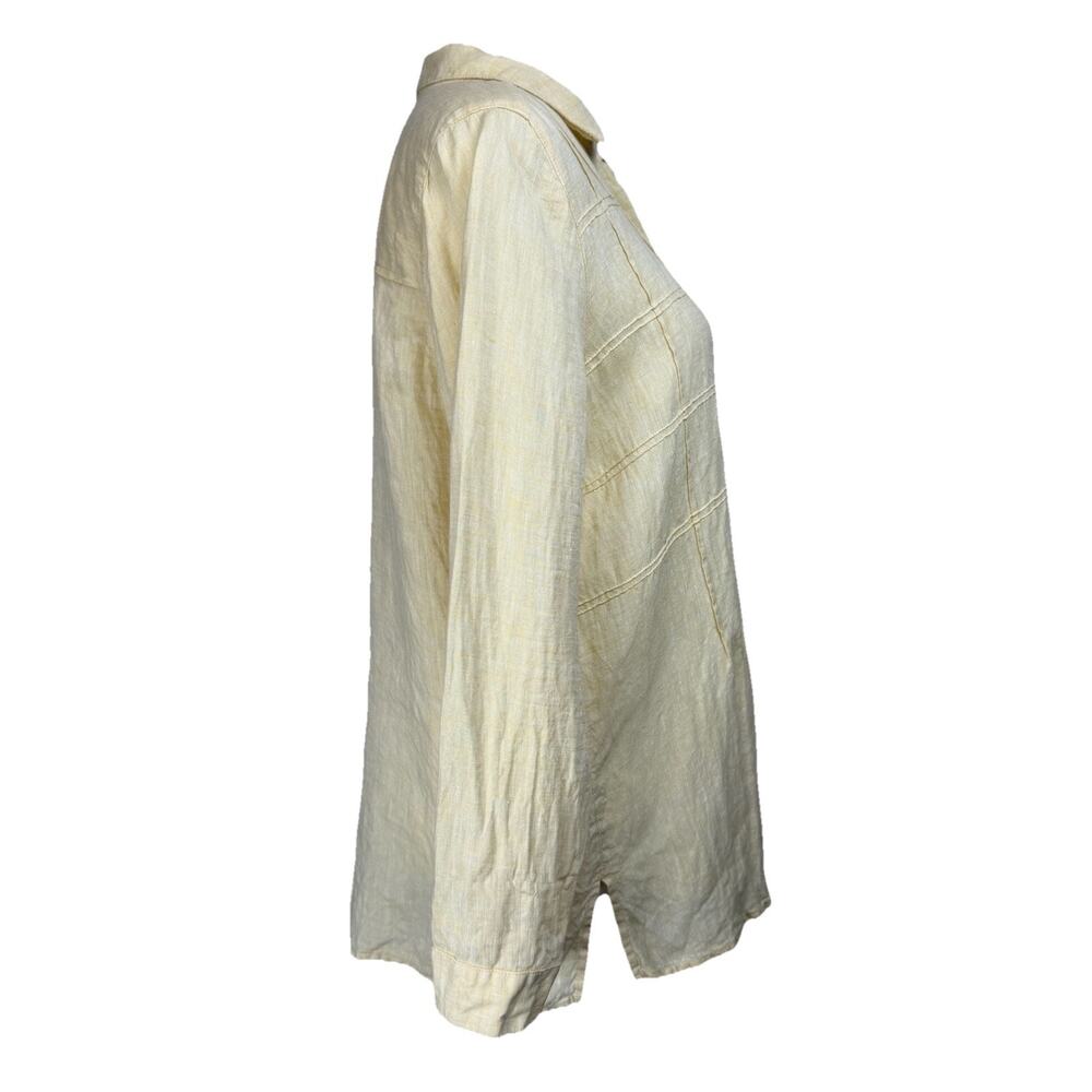 J.Jill Love Linen Women's Button Up Tunic Long Sleeves Sz M Yellow Feminine - Picture 5 of 15
